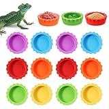 12 STK Silikon Kronengecko Wasserschale Terrarium Kleine Futter Und Wassernapf Für Reptilien, Leicht Zu Reinigendes, Bunte Terrarium Zubehör Für Bartagamen, Schildkröten, Krabben Und Kleine Haustiere