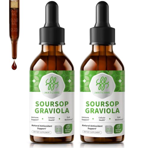 iMATCHME (2 Pack Soursop Graviola Liquid Drop for Cell Support & Regeneration, Immune System and Gut Health Support, Pure Soursop Bitters Liquid, High Absorption, Sugar/Gluten Free, Natural Flavor - image 1
