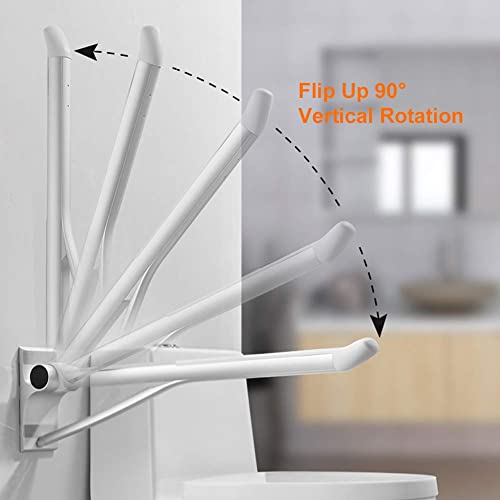 Toilet Grab Bar 29.5Inch, Stainless Space Aluminum Strong Bathtub Safety Rails Shower Grab Bars Handle For Elderly Seniors, Flip-Up Bathroom Hand Support, Handrails Arms Sturdy Mounted Bath Grips #TOP2