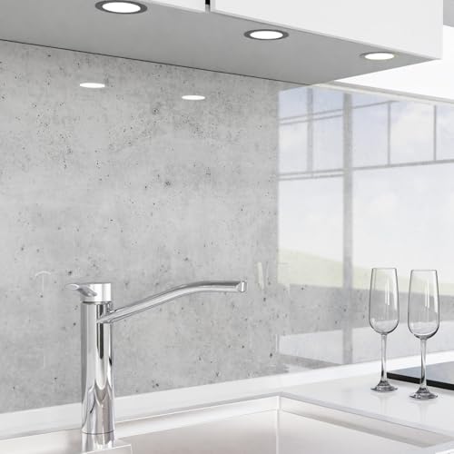danario Küchenrückwand selbstklebend - Glasoptik - Spritzschutz Küche - versteifte PET Folie - 0,8 mm - Beton - 60cm x 280cm