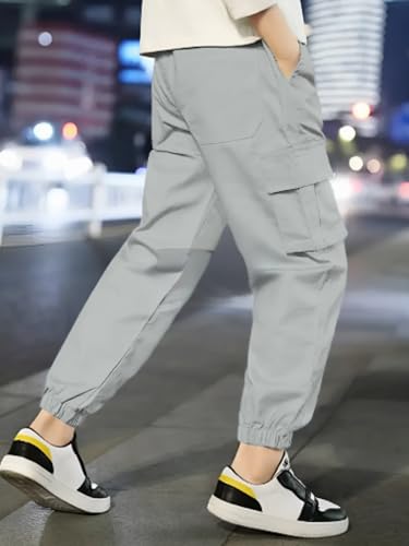 Image of Vikita Enterprise Kid Boys Cotton Cargo Joggers Pant with Mutiple Pockets and Elastic Waistband Closure | Cargo Pants for Boys