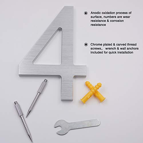 6 Inch Modern House Numbers- Premium Aluminum Floating Home Address Number With Exquisite Drawing Process, Silver, Number 9 #TOP3