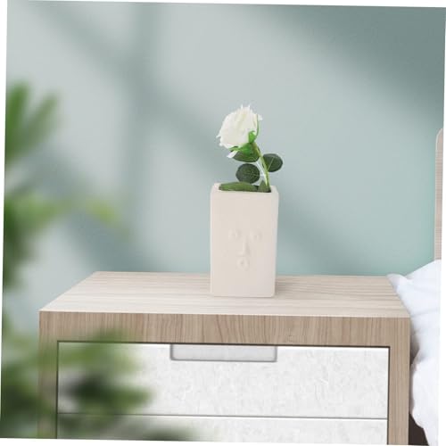Vase blanc tête en béton et pot de fleurs visage humain pour décoration de table - 8