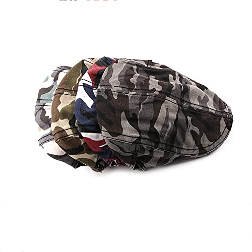Men's Summer Camouflage Flat Caps Ivy Irish Hunting Newsboy Sun Sports Hat Red #TOP1