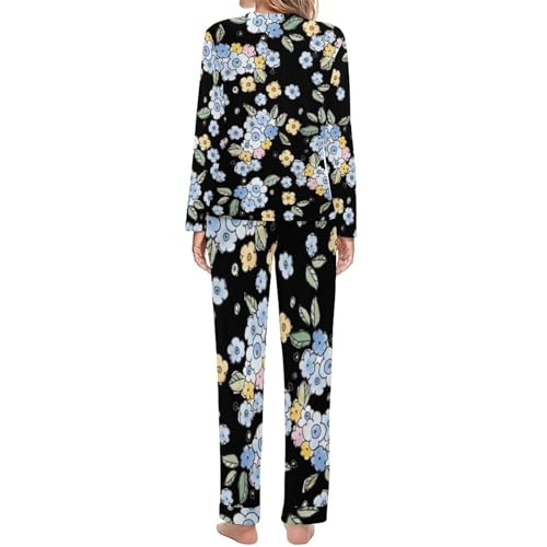 Ensemble de pyjama femme Fleur Bleue sleepwear élégant aux finitions soignées