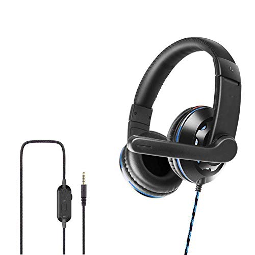 Casque de jeu 7.1 bleu avec prise jack 3.5 mm et micro pour PC Xbox