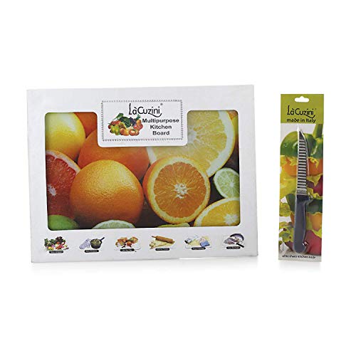 Image of Glass Tray Chopping Board 1 Piece with Knife