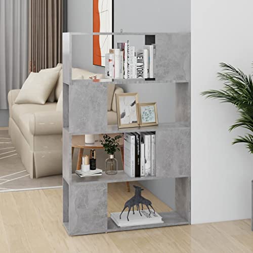 Preisvergleich Produktbild Bücherregal, Standregal Bücherschrank Büroregal Bücherregal Raumteiler Betongrau 80x24x124,5 cm Spanplatte