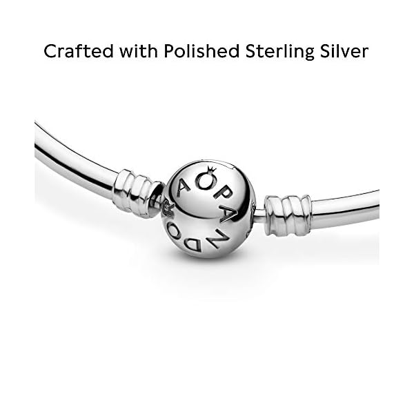 PANDORA-Jewelry-Bangle-Charm-Sterling-Silver-Bracelet Pandora Moments Sterling Silver Ball Clasp Bangle for Women - Compatible Moments Charms - Bangle Charm Bracelet - Gift for Her - 7.5"