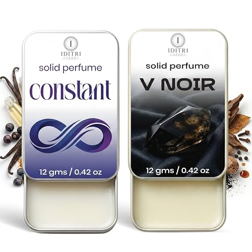 Image of Solid Perfume |V Noir&Constant Alcohol Free Wax Perfume Balm, Long Lasting | Pocket Tin 12g, Pack Of 2| Non Greasy Smooth Glide, Travel Friendly Men And Women