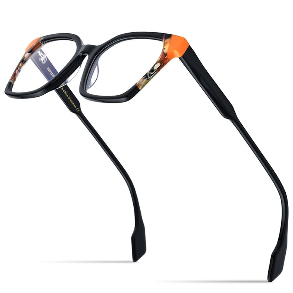 MUTYNE Montura de gafas de acetato multicolor para hombre, anteojos cuadrados retro, gafas para mujer
