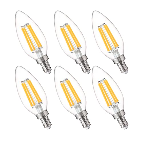 Image of FLSNT 100W Equivalent LED Candelabra Bulbs, 800LM Dimmable B11 E12 LED Chandelier Light Bulbs, 5.5W, 3500K Netural White, 6 Pack