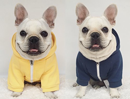 Moolecole Zip-up Hoodie Pet Costume Dog Hoodies Clothes Outfit Funny Pet Hooded Apperal for French Bulldog and Pug Dark Blue XL