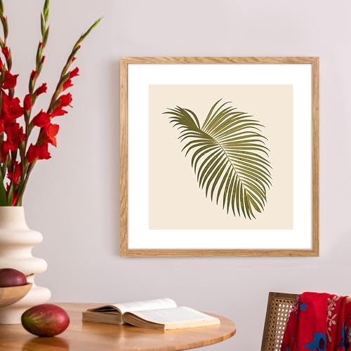 FRAMAI® Bilderrahmen 50x50 cm Eichenfarbe, MDF Umweltfreundlichem Rahmen mit Bruchsicheren Plexi, Aufhänger und Aufsteller – Ansicht 4