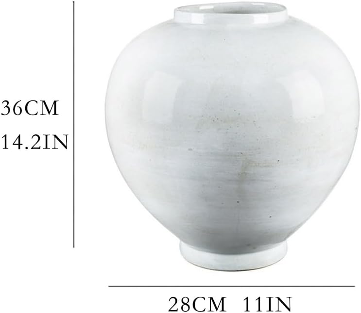 Vase Modern Home Chinese Style Ceramic Round Pot Vase Into The Home Living Room Decoration Flower Flower Arrangement Table Decoration Suitable for Dining and Living Room Home decoratio