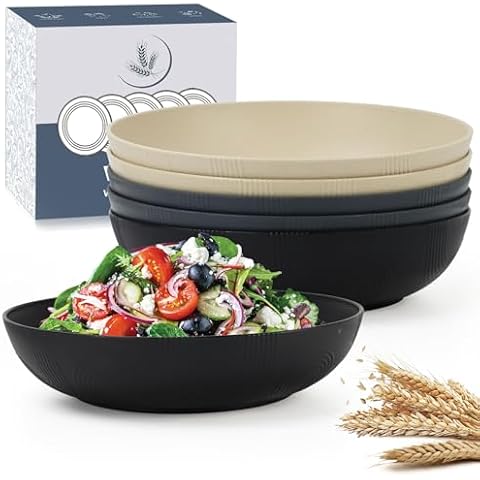 Wrova 10-Inch Wheat Straw Bowls Set Cover