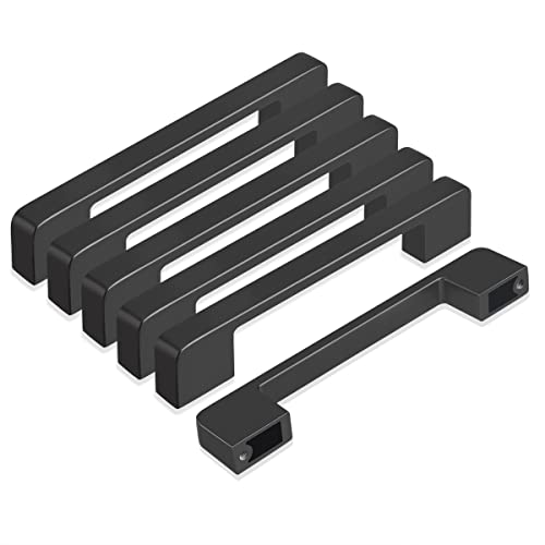 GUWINA 6 Stück 128mm Möbelgriffe Schwarz, Moderne Schrankgriffe Küchengriffe Schubladengriffe Aluminiumlegierung Türgriffe Geeignet für Schränke, Schubladen in Wohnzimmer, Küche, Badezimmer Cover