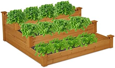 Relaxdays Carré Potager 3 Niveaux, jardinière en escalier, HLP : ...
