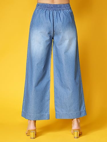 Image of NOVIO Cotton Blend Women Mid Rise Fashion Palazzo for Women