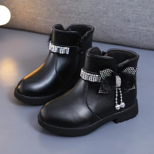 Girls Ankle Boots Cute Dress Boots Side Zip Non-Slip Short Boots Cute Bow Booties Toddler Little Kid Big Kid4