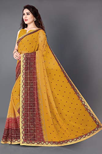 Image of MIRCHI FASHION Women Saree Georgette Traditional Bandhani | Ethnic Printed Sari for Social Gatherings with Unstitched Blouse Piece