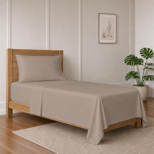 Image of TEXAS LINEN CO. 1000 Series Egyptian Cotton Twin XL Sheet Sets, Taupe