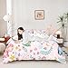 Erosebridal Floral Dinosaur Duvet Cover Toddler for Kids Baby Colorful Ancient Animal Comforter Cover Spring Botanical Cartoon Floral Flower Bedding Set Dreamy Fantasy Girly Preppy Cute Bed Set