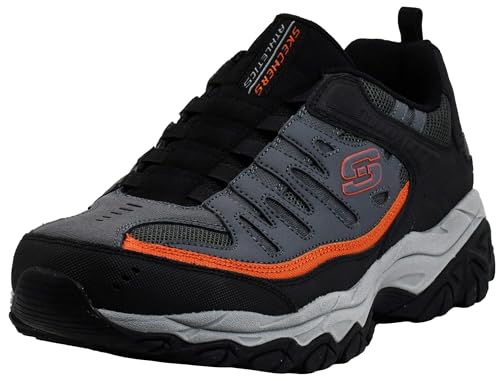 Skechers Men's Afterburn Wonted Memory Fit Slip-On Trainer, Black/Orange, 9 XW US