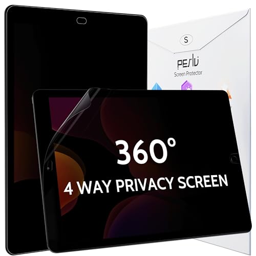 Peslv 360 Privacy Screen for iPad 9th 8th 7th Gen - 10.2 Inch Anti Glare Blue Light Spy Filter Private Cover High Sensitive Bubble-Free Easy Install Black Security Protector
