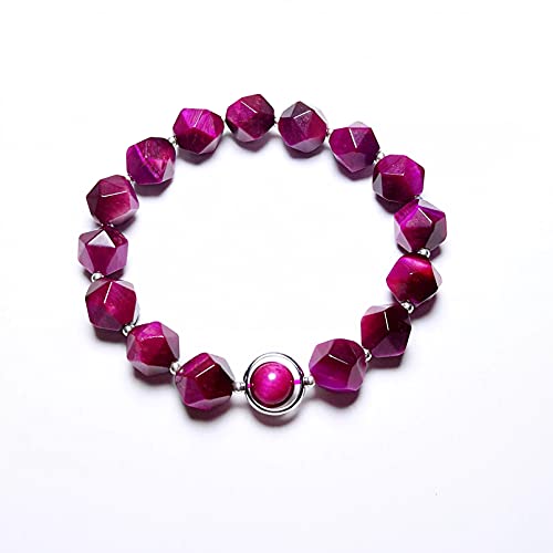 Bracelet à facettes pour femmes en pierre d'oeil de tigre rose