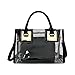 Cooba 2Pcs Women Clear Jelly Tote Beach Crossbody Transparent Messenger Shoulder Bag Handbag, Black, One_Size