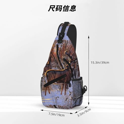 Cross Chest Bag Diagonally-Deers Picture Print Durable Hiking Daypacks With Large Capacity For Women Men4
