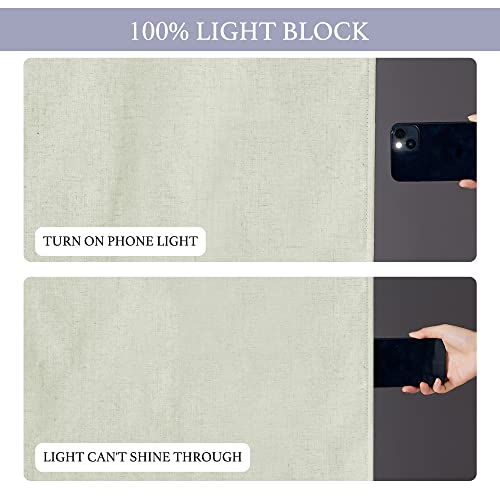 RYB HOME 100% Blackout Curtains for Small Window, Linen Textured Blend Insulating Privacy French Door Curtains Tie Up Shades for Kitchen Storage Cabinet Basement, W 12 x L 40, Sage Green, 1 Panel