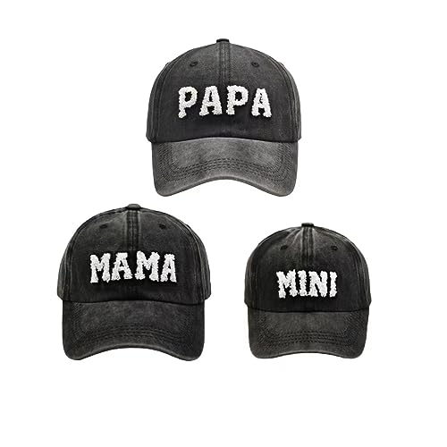 3PCS Parent-Child Hat Mama PAPA Mini Family Hat Retro Baseball Cap Snap Cap Mothers Day Fathers Day