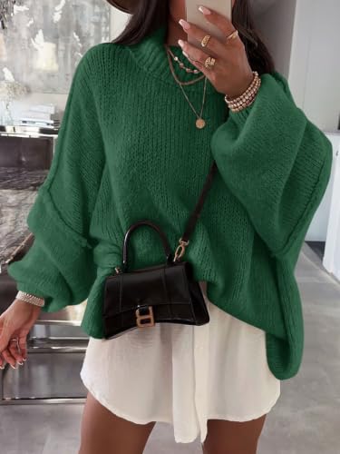 Image of Saodimallsu Womens Oversized Sweaters Mock Neck Batwing Long Sleeve 2026 Fall Trendy Ribbed Knit Casual Tunic Sweater