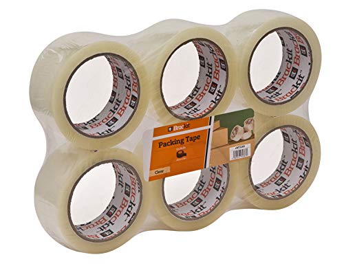 Brackit Heldere verpakkingstape, 48 mm x 66 m, bulkverpakking van 6 rollen - sterke zware verpakkingstape voor regelmatig gebruik of verplaatsen - sluit gemakkelijk uw pakketten en dozen af
