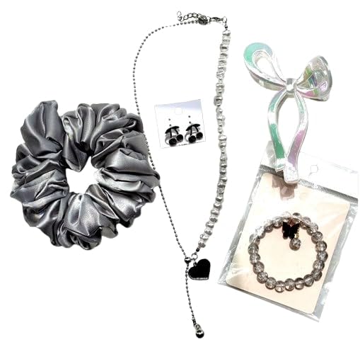 Image of Stylish Hamper For Gifting & Personal Use Accessories Pearl Nacklase Chain, Metalic Scrunchies, Bow Hair Clutcher, Hand Braclates, Earrings With Box