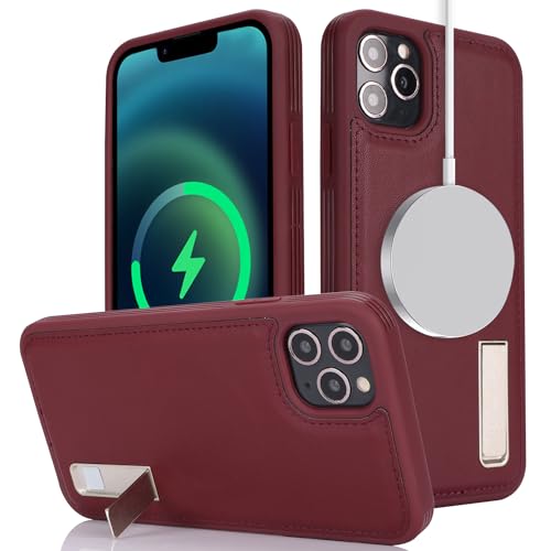 Coque compatible iPhone 11 Pro Max magnétique étui en cuir rouge vin Havaya