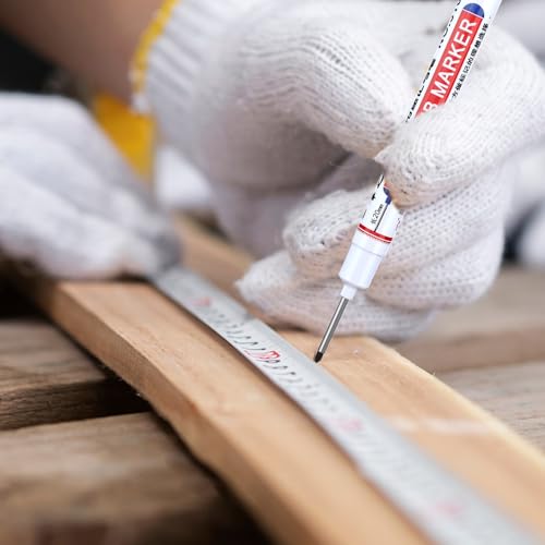 AOZUO 10 Stück Schwarz Bohrlochmarker, Tieflochmarker Lochmarker Langlochmarker Markierungsstift Lochmarkierer Holzmarker, Wandmarker Glasmarker Kunststoffmarker