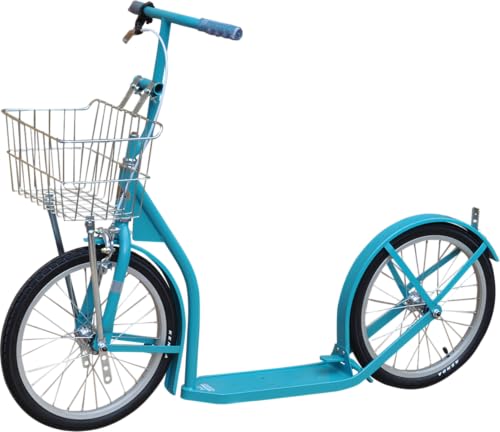 Amish-Made Deluxe Kick Scooter Bike - Model 1660 - Big Kid Size (Kickstand Included, Aqua Blue)