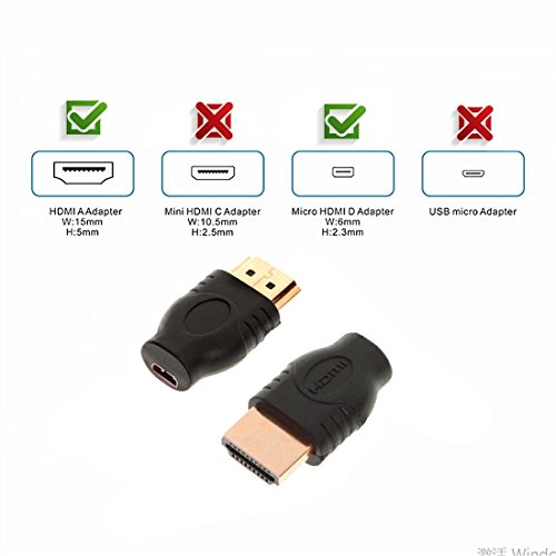 Willwin 2Pcs Gold Plated Micro Hdmi Female To Hdmi Male Converter Adapter For Camera, Cell Phone,Hdtv #TOP4
