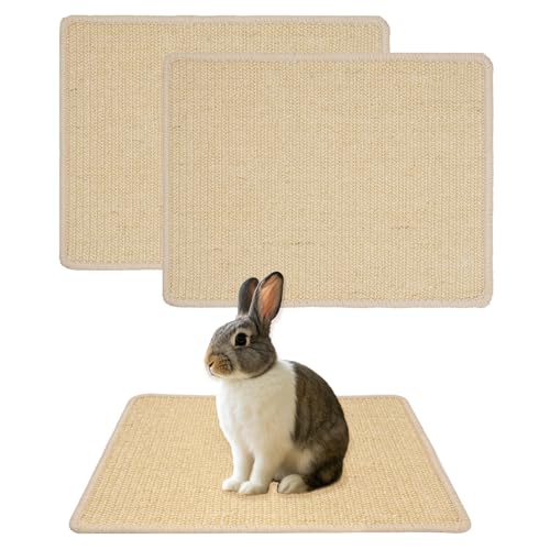Hmxpls 2 peças de tapete para arranhar coelho, almofada de sisal natural para gaiola de animais de e