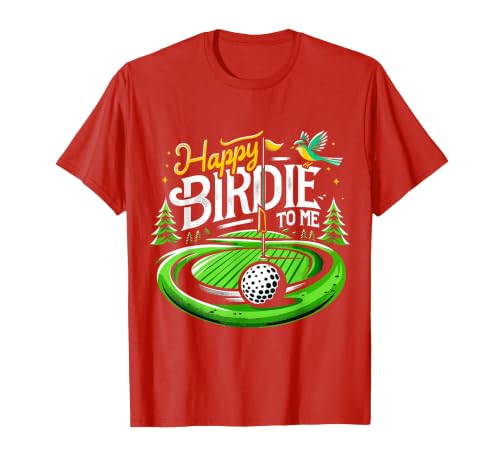Happy Birdie to me Golf Birthday T-Shirt, Men, Red, Large