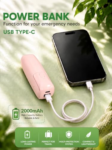 Image of EcoNour Pocket Fan, Pink, Mini Handheld Personal Fan, 3-Speed Portable Cooling Fan for Travel, Office & Outdoor