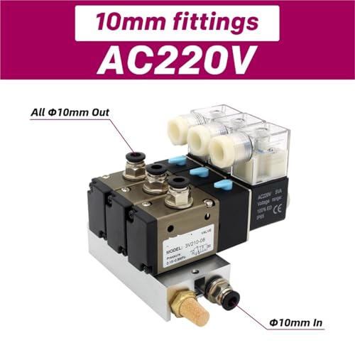 Électrovanne 3V210-08-NC 4 stations avec bloc collecteur et silencieux DC 24V AC 220V - 3