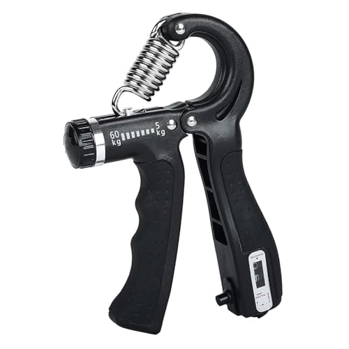 Image of Hand Grip Strength Trainer, Hand Grip Strengthener with Counter, Adjustable Resistance 5 to 60 kg, Non-Slip Gripper, Perfect for Athletes & Hand Exercising (Black)