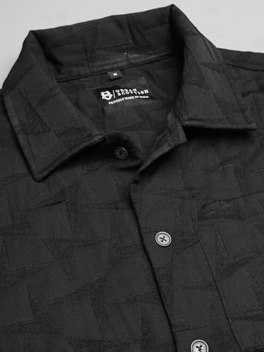 Image of Urban Scottish Men's Oversized Shacket, Long Sleeve Button Down Collared Shirt Jacket for Mens - Long Fit, Textured Fabric, Stylish Casual Outerwear