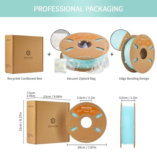 Image of ERYONE Matte PLA Filament for 3D Printer, Filament 1.75mm + /- 0.03mm, 1kg (2.2LBS) /Spool, Mint Green