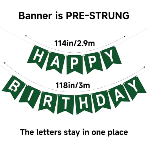 Image of Happy Birthday Banner Party Banner NO DIY Birthday Sign Dark Green