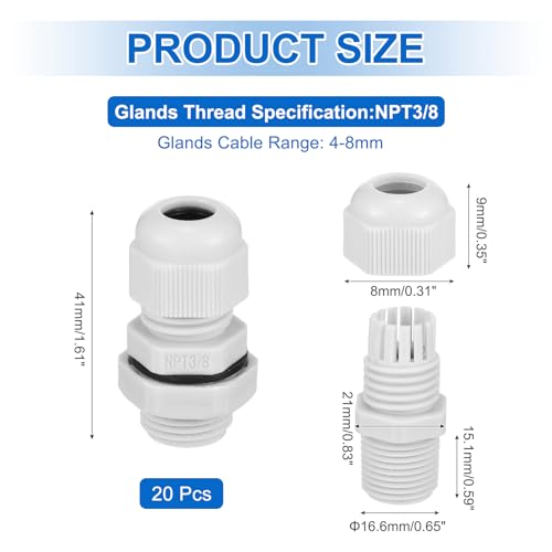 Prensaestopas NPT3/8 PA de plástico MECCANIXITY impermeables para cable de 4 a 8 mm 3